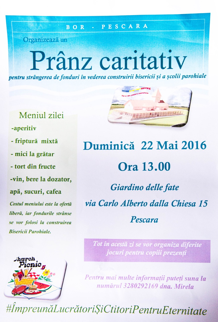 Pranzo di beneficienza 22 Maggio 2016 Pescara